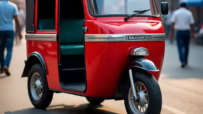 Ilustrasi Bajaj roda tiga (Meta AI)